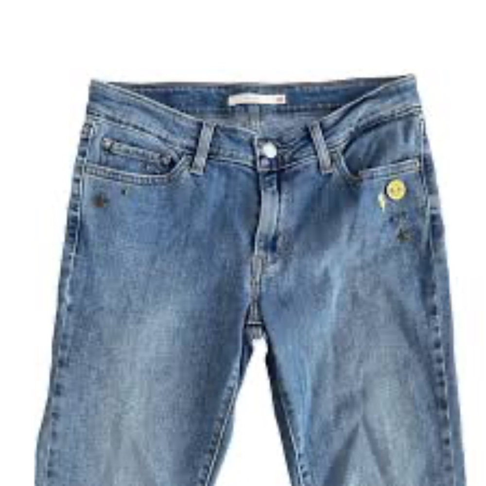 Levi’s 711 Skinny Jeans with Enamel Smiley Face and Stars